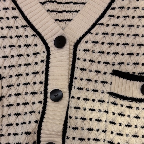 Sunoco Paris Women's White and Black Cardigan Sweater - Picture 5 of 8